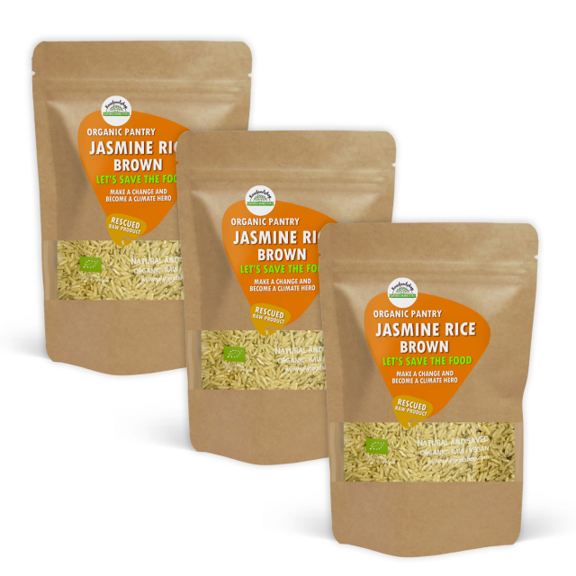 Jasmiiniriisi Ruskea Täysjyväriisi LUOMU 1kg x 3 pakettia