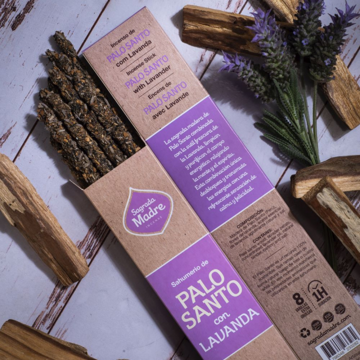 Palo Santo & Laventeli Suitsuketikku 8kpl ryhmässä Koti & Sielu / Rituaali & Seremonia / Suitsuke, Kynttilät & Tuoksut @ Rawfoodshop Scandinavia AB (12-01)