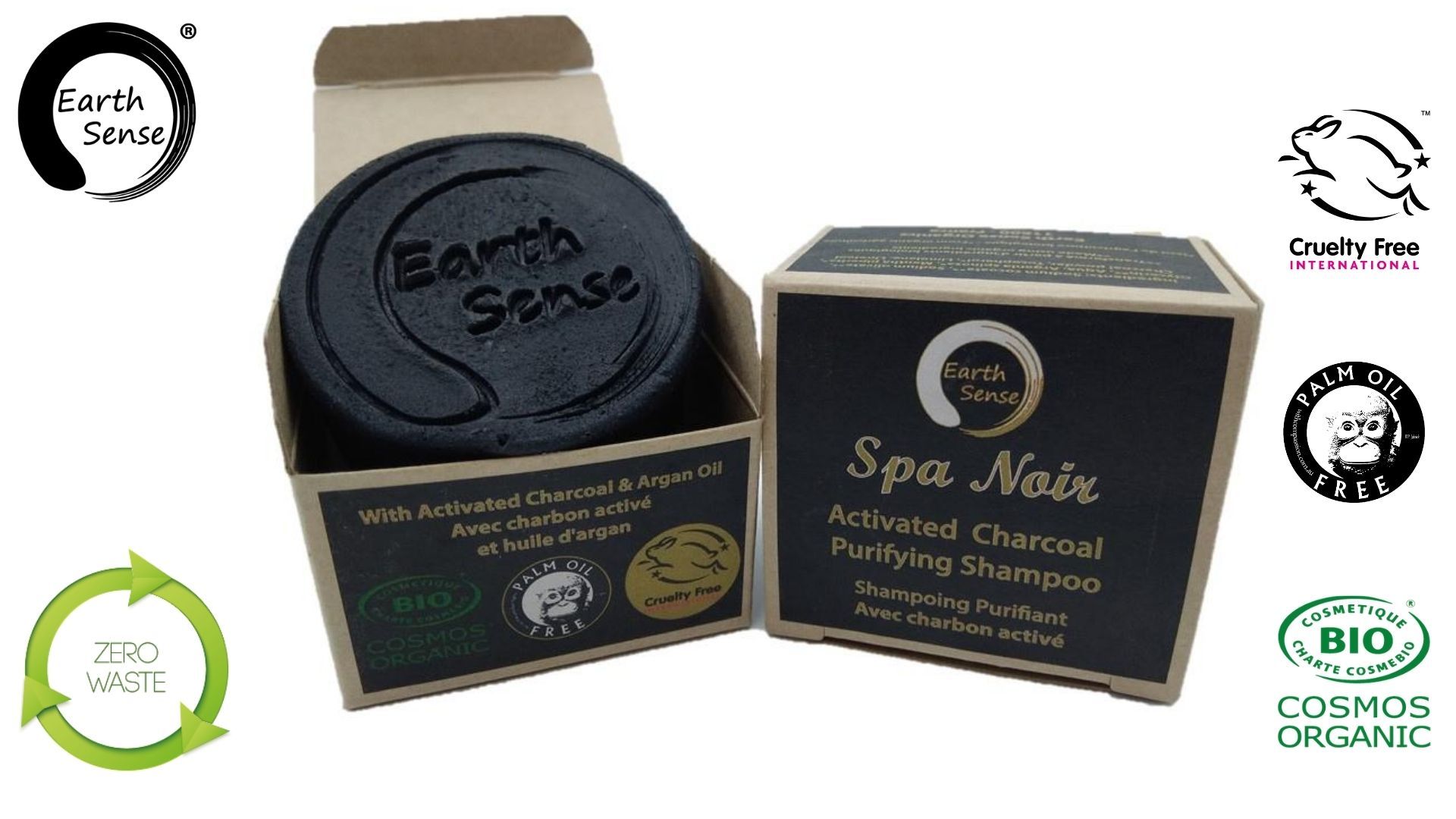 Earth Sense Shampoopala Spa Noir Aktivoitu Hiili 60g ryhmässä Iho & Vartalo / Valmistuneet tuotteet / Hiusten hoito @ Rawfoodshop Scandinavia AB (201095)