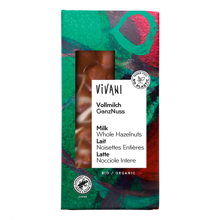 Vivani Maitosuklaa/Hasselpähkinä LUOMU 100g ryhmässä Hyödykkeet & Juomat / Karkkia & Suklaata / Suklaapatukat @ Rawfoodshop Scandinavia AB (21962)