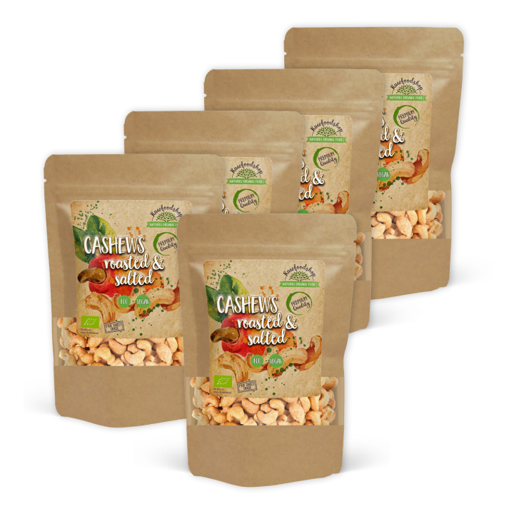 Paahdetut & Suolatut Cashewpähkinät LUOMU 1kg x 5 pakettia ryhmässä Raaka-aineet / Pähkinät / Cashewpähkinät @ Rawfoodshop Scandinavia AB (32230FT1-SET5)