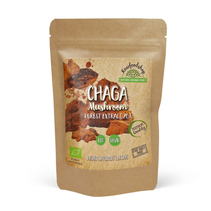 Chaga Extract LUOMU 400mg 60 kapselia ryhmässä Ravintolisät / Yrtit ja Kasvit / Sienet @ Rawfoodshop Scandinavia AB (CAPSCHA60)