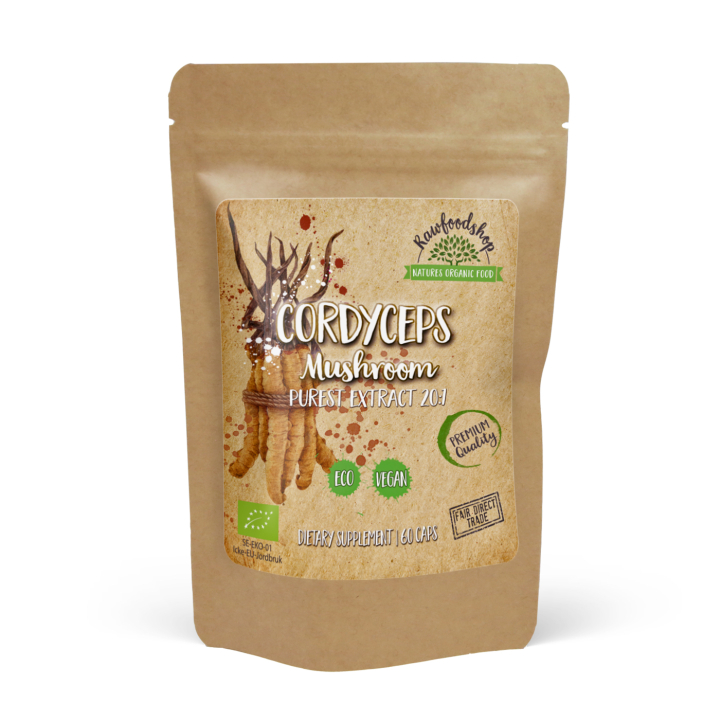 Cordyceps Extract LUOMU 400mg 60 kapselia ryhmässä Ravintolisät / Yrtit ja Kasvit / Sienet @ Rawfoodshop Scandinavia AB (CAPSCOR60)