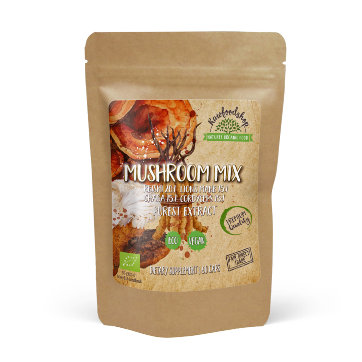 Mushroom mix Extract LUOMU 400mg 60 kapselia ryhmässä Ravintolisät / Yrtit ja Kasvit / Sienet @ Rawfoodshop Scandinavia AB (CAPSMUS60)