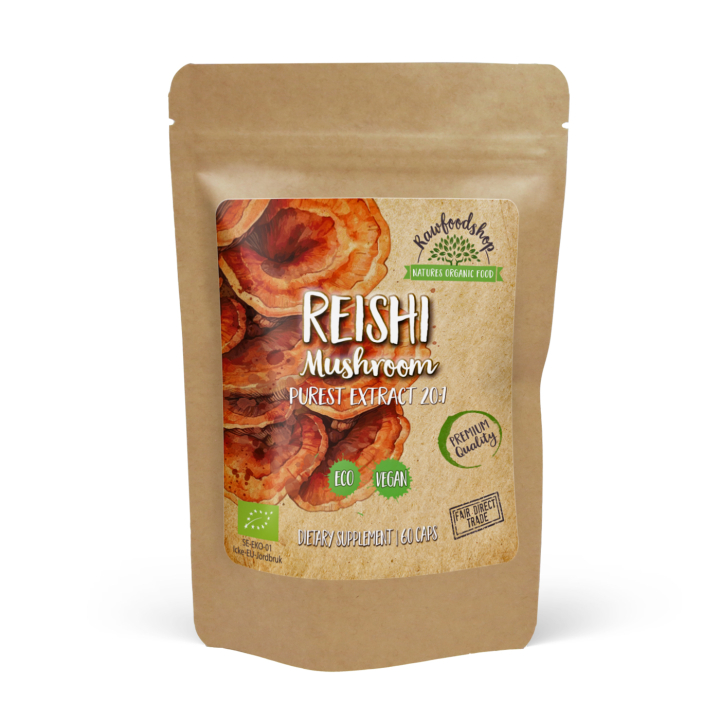 Reishi Extract LUOMU 400mg 60 kapselia ryhmässä Ravintolisät / Yrtit ja Kasvit / Sienet @ Rawfoodshop Scandinavia AB (CAPSREI60)