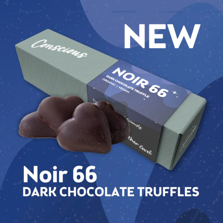 Noir 66 Dark Chocolate Truffles LUOMU 90g ryhmässä Raaka-aineet / Karkkia & Suklaata / Suklaapatukat @ Rawfoodshop Scandinavia AB (CCTFNO90)