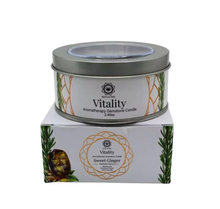 Kristallikynttilä Vitality Sweet Ginger 70g ryhmässä Koti & Sielu / Rituaali & Seremonia / Tuoksuöljyt & kynttilät @ Rawfoodshop Scandinavia AB (GRE3431117)