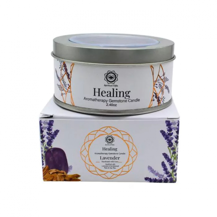 Kristallikynttilä Healing Lavender 70g ryhmässä Koti & Sielu / Rituaali & Seremonia / Tuoksuöljyt & kynttilät @ Rawfoodshop Scandinavia AB (GRE3431139)