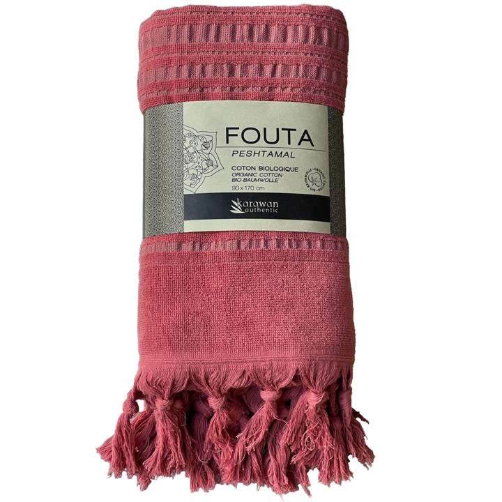 Fouta Ruosteenpunainen Ekologinen Puuvilla 90x170cm ryhmässä Iho & Vartalo / Valmistuneet tuotteet @ Rawfoodshop Scandinavia AB (KFO9JASP)