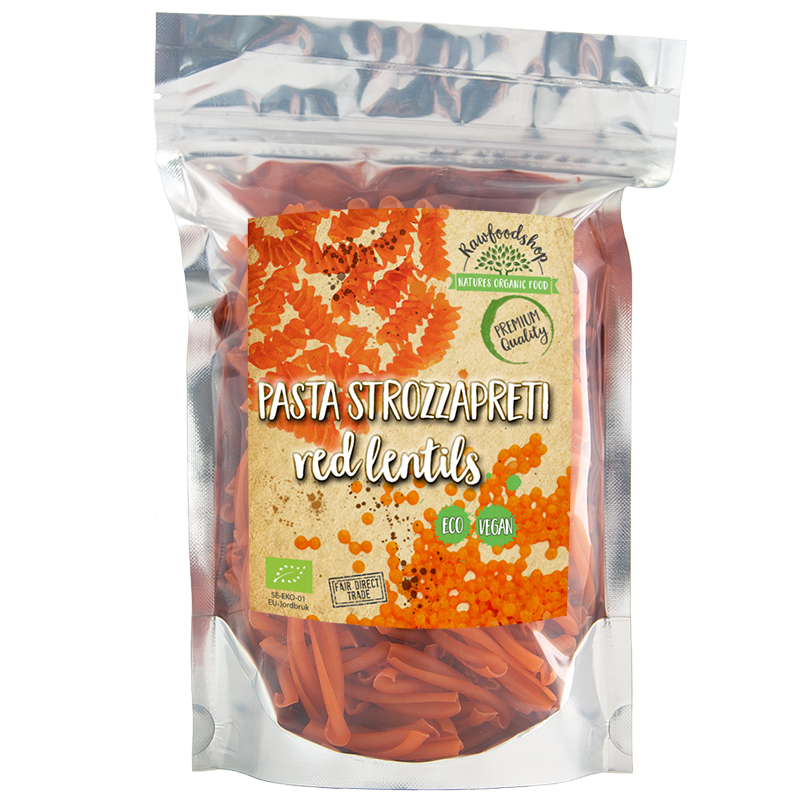 Pasta Strozzapreti Punaiset linssit LUOMU 250g ryhmässä Hyödykkeet & Juomat / Ruokakomero / Pasta & Nuudelit @ Rawfoodshop Scandinavia AB (P22269)