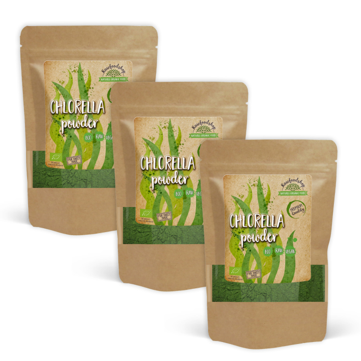 Chlorella-jauhe LUOMU 250g x 3 pakettia ryhmässä Raaka-aineet / Terveysruoka / Chlorellajauhe @ Rawfoodshop Scandinavia AB (RPUL250630E-SET3)