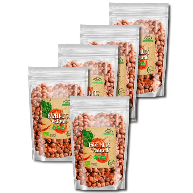 Premium hasselpähkinät RAW LUOMU 1kg x 5 pakettia