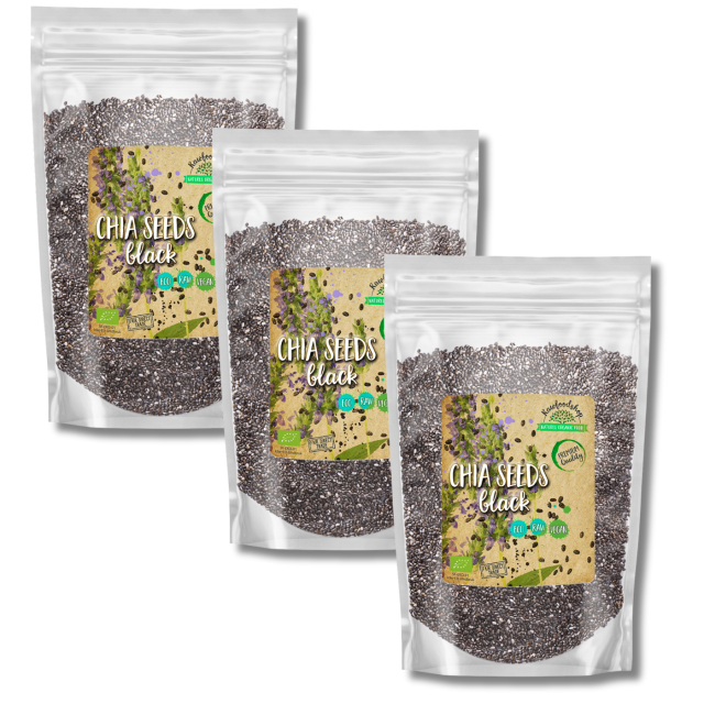 Chia-siemenet mustat EKO 1kg x 3 pakettia