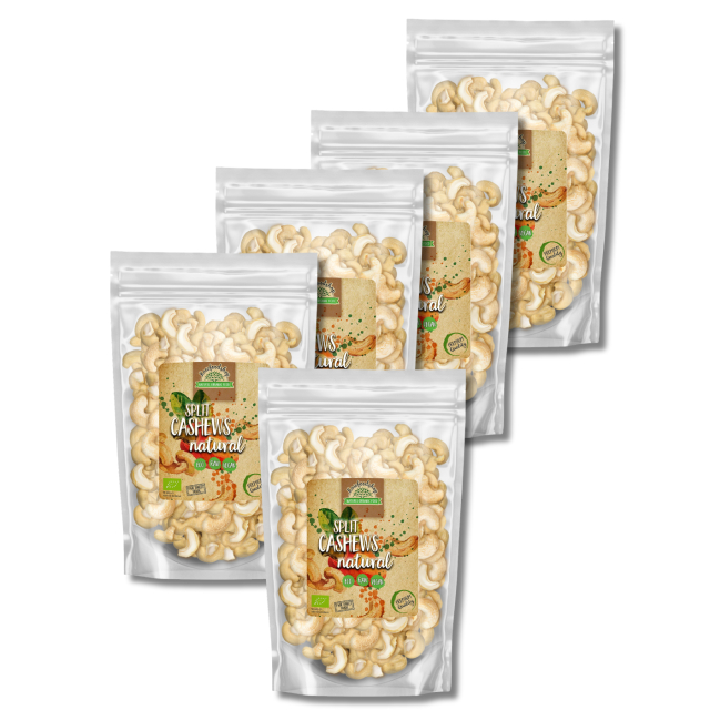 Cashewpähkinät Jaetut RAW LUOMU 1kg x 5 pakettia