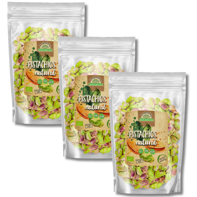 Premium Raaka Luomu Pistaasipähkinät 200g x 3 pakettia